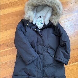 J. Crew Black Coat with Fur Trim